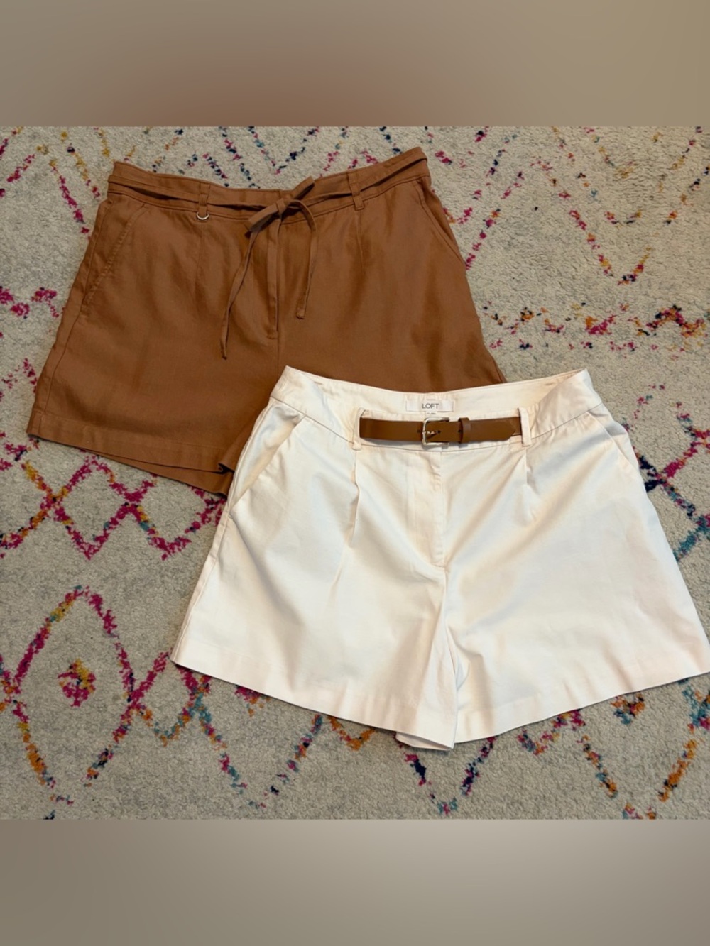 LOFT White and Toffee High-Rise Cotton Shorts Duo!! Size 10!